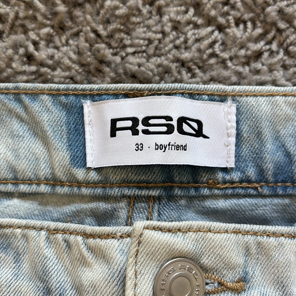 RSQ Distressed Boyfriend Denim Shorts - Light Blue - Picture 3 of 14